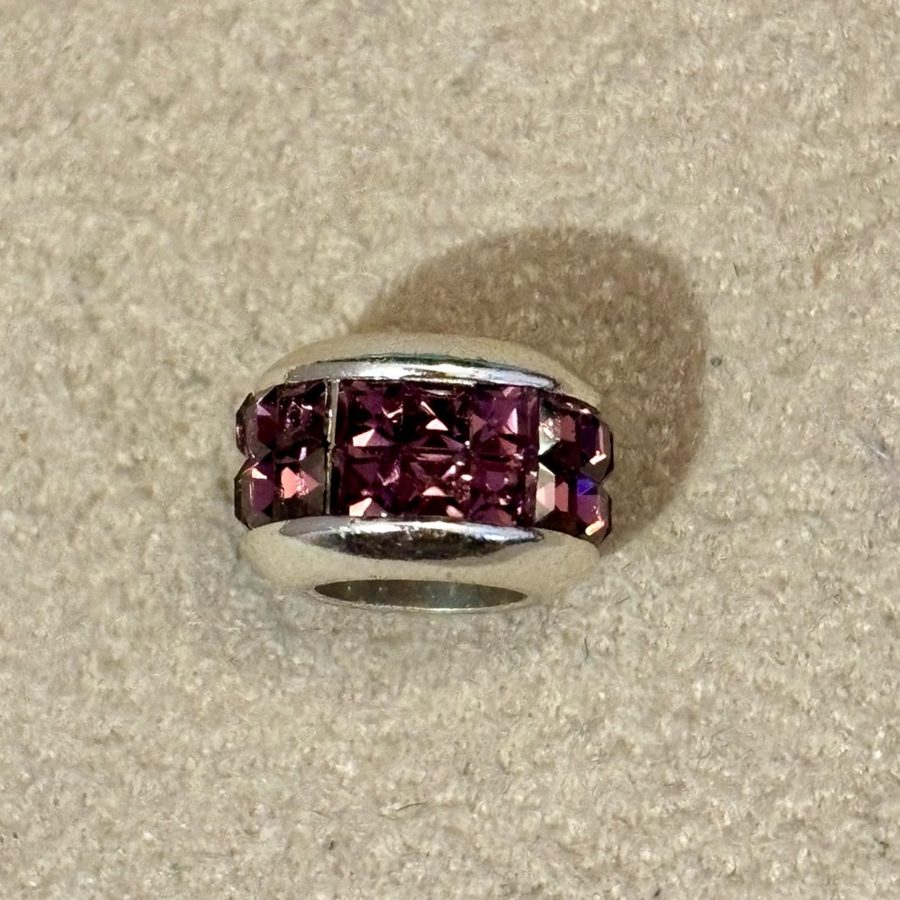 Brighton Spectrum Bead in Amethyst with Square dark purple crystals Silver edges - Picture 3 of 9